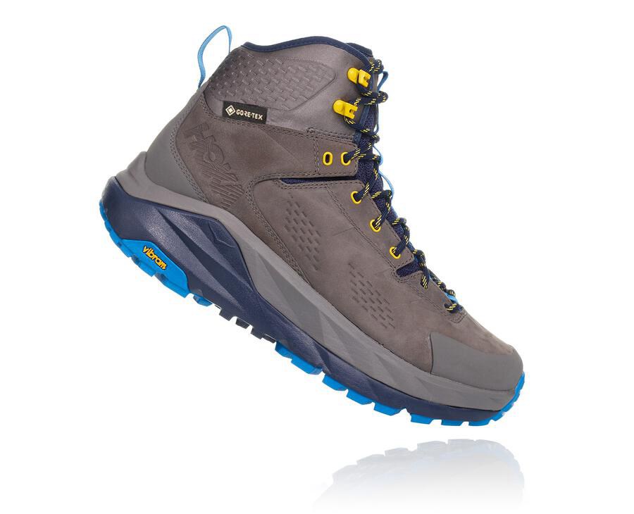 Hoka One One Mens Hiking Boots - Kaha GORE-TEX - Grey/Blue - YMIH81650